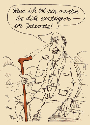 Cartoon: ebay (medium) by Andreas Prüstel tagged internet,ebay,versteigerung,alter,tod,krückstock,cartoon,karikatur,andreas,pruestel,internet,ebay,versteigerung,alter,tod,krückstock,cartoon,karikatur,andreas,pruestel