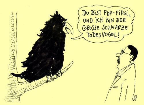 Cartoon: effdeepee (medium) by Andreas Prüstel tagged fdp,bundestagswahl,umfragewerte,fipsi,rösler,todesvogel,cartoon,karikatur,andreas,pruestel,fdp,bundestagswahl,umfragewerte,fipsi,rösler,todesvogel,cartoon,karikatur,andreas,pruestel