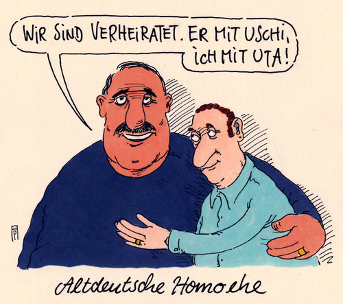 Cartoon: ehe spezial (medium) by Andreas Prüstel tagged homosexuallität,homoehe,ehe,altdeutsch,schwule,cartoon,karikatur,andreas,pruestel