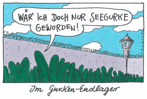 Cartoon: endlager (medium) by Andreas Prüstel tagged ehec,infektion,salatgurken,endlager,seegurke,ehec,infektion,endlager,salatgurken,seegurke