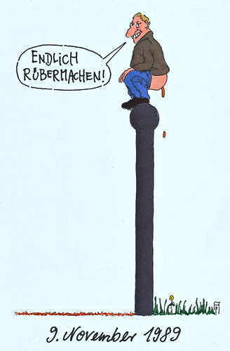 Cartoon: endlich! (medium) by Andreas Prüstel tagged ddr,berliner,mauer,mauerfall,neunter,november,neunzehnhundertneunundachtzig,rübermachen,cartoon,karikatur,andreas,pruestel,ddr,berliner,mauer,mauerfall,neunter,november,neunzehnhundertneunundachtzig,rübermachen,cartoon,karikatur,andreas,pruestel