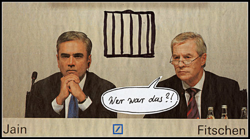 Cartoon: ergänzung (medium) by Andreas Prüstel tagged deutsche,bank,fitschen,jain,cartoon,collage,andreas,pruestel