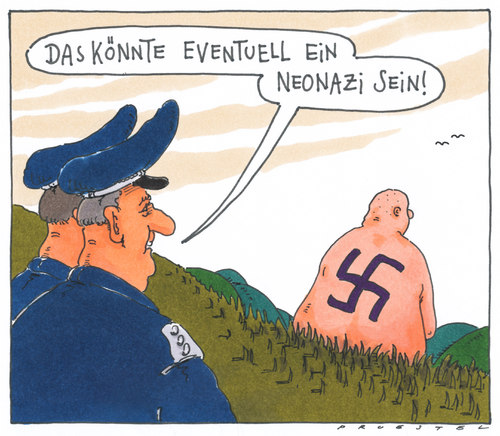 Cartoon: eventuell (medium) by Andreas Prüstel tagged nazismus,neonazis,polizei,nazismus,neonazis,polizei,nazi,hakenkreuz