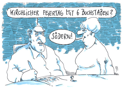 Cartoon: feiertag (medium) by Andreas Prüstel tagged csu,markus,söder,bayern,christentum,kreuzworträtsel,cartoon,karikatir,andreas,pruestel,csu,markus,söder,bayern,christentum,kreuzworträtsel,cartoon,karikatir,andreas,pruestel