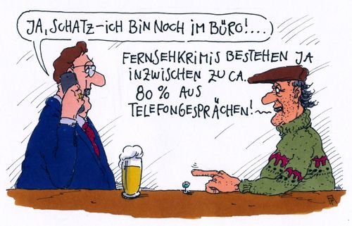 Cartoon: fernsehkrimis (medium) by Andreas Prüstel tagged tv,fernsehen,krimis,kriminalfilme,fernsehfilme,telefonieren,handy,cartoon,karikatur,tv,fernsehen,krimis,kriminalfilme,fernsehfilme,telefonieren,handy,cartoon,karikatur