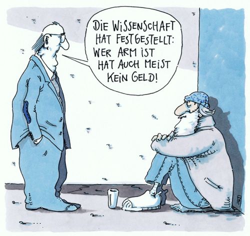 Cartoon: feststellung (medium) by Andreas Prüstel tagged armut,bettler,wissenschaft,geld,cartoon,karikatur,andreas,pruestel,armut,bettler,wissenschaft,geld,cartoon,karikatur,andreas,pruestel