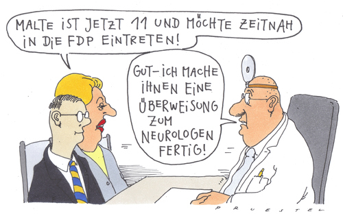 Cartoon: früherkennung (medium) by Andreas Prüstel tagged fdp,kinderarzt,mutter,kind,neurologie,fdp,kinderarzt,mutter,kind,neurologie,arzt,patient,gesundheit