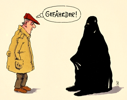 Cartoon: gefährder (medium) by Andreas Prüstel tagged islamisten,terror,gefährder,deutschland,is,bürger,burka,cartoon,karikatur,andreas,pruestel,islamisten,terror,gefährder,deutschland,is,bürger,burka,cartoon,karikatur,andreas,pruestel