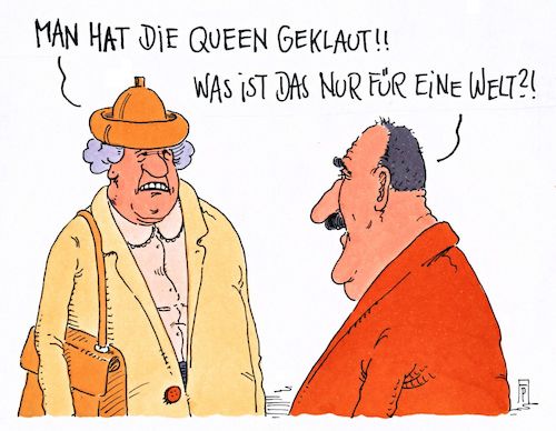 Cartoon: geklaut (medium) by Andreas Prüstel tagged berlin,museum,raub,goldmünze,queen,cartoon,karikatur,andreas,prüstel,berlin,museum,raub,goldmünze,queen,cartoon,karikatur,andreas,prüstel