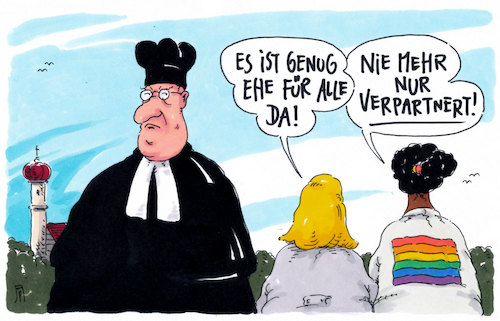 Cartoon: genug für alle (medium) by Andreas Prüstel tagged ehe,für,alle,homoehe,gleichstellung,abstimmung,bundestag,gestz,csu,bayern,katholische,kirche,cartoon,karikatur,andreas,pruestel,ehe,für,alle,homoehe,gleichstellung,abstimmung,bundestag,gestz,csu,bayern,katholische,kirche,cartoon,karikatur,andreas,pruestel