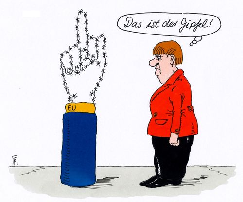 Cartoon: gipfelkunst (medium) by Andreas Prüstel tagged eu,europa,gipfeltreffen,flüchtlingskrise,grenzen,grenschließungen,angela,merkel,isolation,cartoon,karikatur,andreas,pruestel,eu,europa,gipfeltreffen,flüchtlingskrise,grenzen,grenschließungen,angela,merkel,isolation,cartoon,karikatur,andreas,pruestel