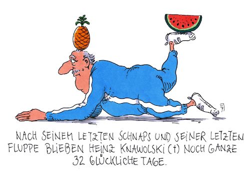 Cartoon: glückliche tage (medium) by Andreas Prüstel tagged rauchen,alkohol,gesundheit,fitness,tod,cartoon,karikatur,andreas,pruestel,rauchen,alkohol,gesundheit,fitness,tod,cartoon,karikatur,andreas,pruestel