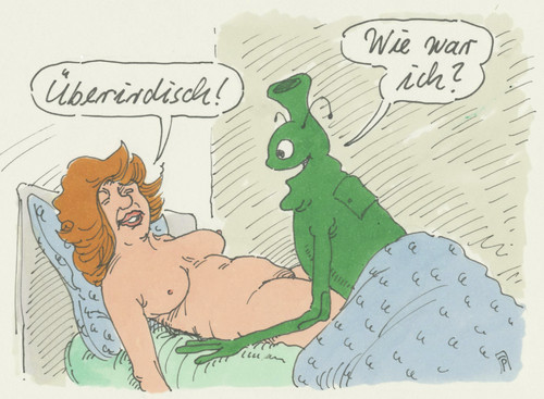 Cartoon: green lover (medium) by Andreas Prüstel tagged ausserirdische,überirdisch,cartoon,karikatur,andreas,pruestel,ausserirdische,überirdisch,sex,cartoon,karikatur,andreas,pruestel