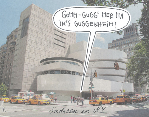 Cartoon: guggenheim (medium) by Andreas Prüstel tagged new,york,guggenheimmuseum,kunst,kunstmuseum,sachsen,dialekt,cartoon,collage,andreas,pruestel,new,york,guggenheimmuseum,kunst,kunstmuseum,sachsen,dialekt,cartoon,collage,andreas,pruestel