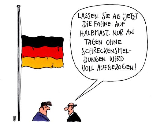 Cartoon: halbmast (medium) by Andreas Prüstel tagged beflaggung,halbmast,schreckensmeldungen,weltlage,cartoon,karikatur,andreas,pruestel,beflaggung,halbmast,schreckensmeldungen,weltlage,cartoon,karikatur,andreas,pruestel