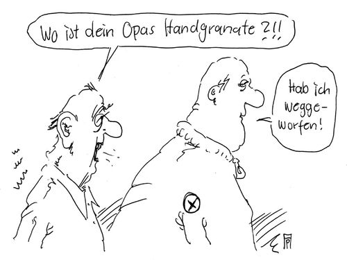 Cartoon: handgranate (medium) by Andreas Prüstel tagged flüchtlingsunterkünfte,anschläge,handgranate,rechtradikal,neonazis,fremdenhass,cartoon,karikatur,andreas,pruestel,flüchtlingsunterkünfte,anschläge,handgranate,rechtradikal,neonazis,fremdenhass,cartoon,karikatur,andreas,pruestel