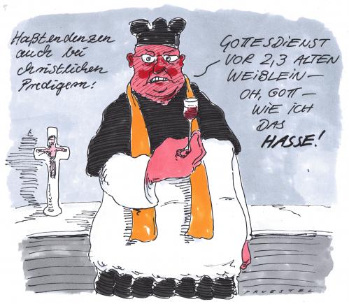 Cartoon: hassprediger (medium) by Andreas Prüstel tagged kirche,religion,prediger