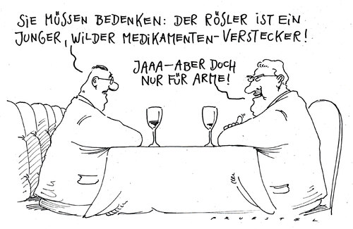 Cartoon: hauptsache gesund (medium) by Andreas Prüstel tagged rösler,parteivorsitz,fdp,gesundheitsminister,gesundheitspolitik,zweiklassengesellschaft,rösler,parteivorsitz,fdp,gesundheitsminister,gesundheitspolitik,zweiklassengesellschaft