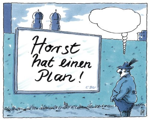 Cartoon: horsts plan (medium) by Andreas Prüstel tagged bayernplan,csu,horst,seehofer,bundestagswahl,cartoon,karikatur,andreas,pruestel,bayernplan,csu,horst,seehofer,bundestagswahl,cartoon,karikatur,andreas,pruestel