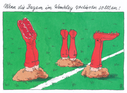 Cartoon: im wembley (medium) by Andreas Prüstel tagged champions,league,finale,wembley,london,fc,bayern,münchen,borussia,dortmund,niederlage,cartoon,karikatur,andreas,prüstel,champions,league,finale,wembley,london,fc,bayern,münchen,borussia,dortmund,niederlage,cartoon,karikatur,andreas,prüstel