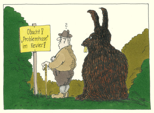 Cartoon: in wald und flur (medium) by Andreas Prüstel tagged wald,hase,mutationen,wanderer,urlaub,naturfreund,warnschild,klimawandel,cartoon,karikatur,andreas,pruestel,wald,hase,mutationen,wanderer,urlaub,naturfreund,warnschild,klimawandel,cartoon,karikatur,andreas,pruestel