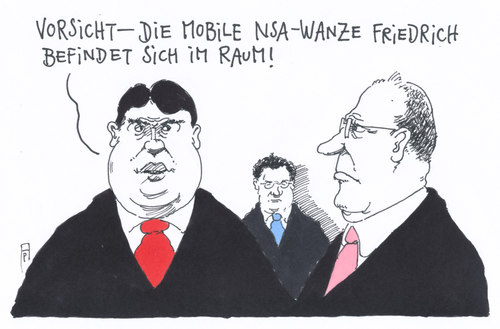 Cartoon: innenminister friedrich (medium) by Andreas Prüstel tagged innenminister,friedrich,nsa,usa,geheimdienste,cdu,spd,steinbrück,gabriel,bespitzelung,abhörung,cartoon,karikatur,andreas,pruestel,innenminister,friedrich,nsa,usa,geheimdienste,cdu,spd,steinbrück,gabriel,bespitzelung,abhörung,cartoon,karikatur,andreas,pruestel