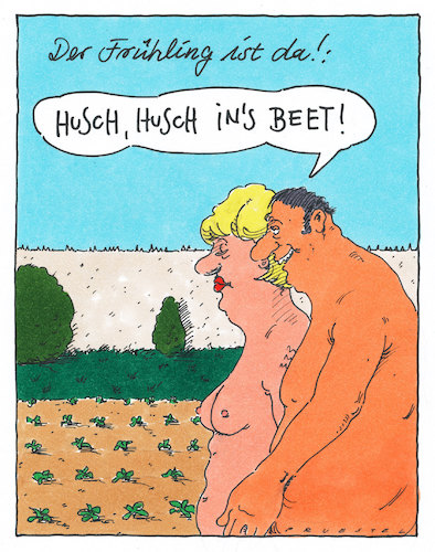 Cartoon: ins beet (medium) by Andreas Prüstel tagged frühling,frühlingsgefühele,garten,beet,cartoon,karikatur,andreas,pruestel,frühling,frühlingsgefühele,sex,garten,beet,cartoon,karikatur,andreas,pruestel