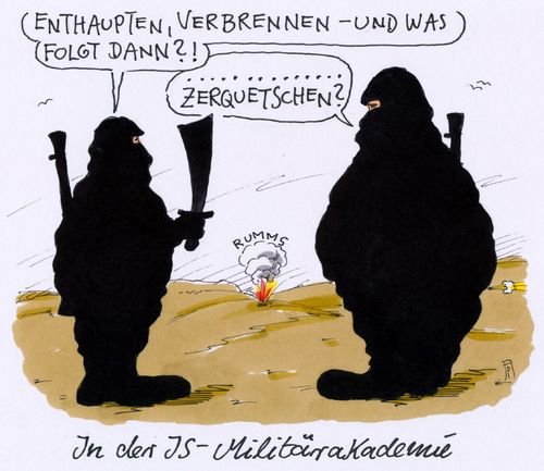 Cartoon: is militärakademie (medium) by Andreas Prüstel tagged islamisten,dschihadisten,terror,is,militärakademie,enthauptung,verbrennung,zerquetschen,cartoon,karikatur,andreas,pruestel,islamisten,dschihadisten,terror,is,militärakademie,enthauptung,verbrennung,zerquetschen,cartoon,karikatur,andreas,pruestel