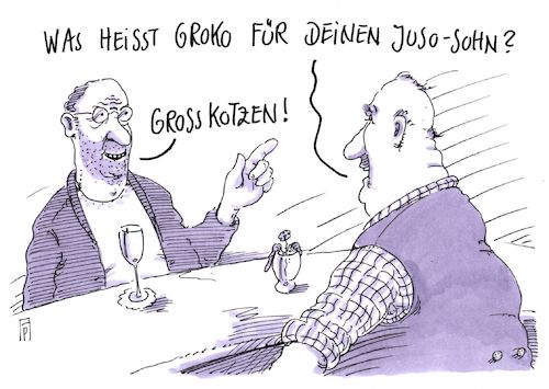 Cartoon: jusosohn (medium) by Andreas Prüstel tagged spd,jusos,groko,opposition,regierungsbeiligung,cartoon,karikatur,andreas,pruestel,spd,jusos,groko,opposition,regierungsbeiligung,cartoon,karikatur,andreas,pruestel