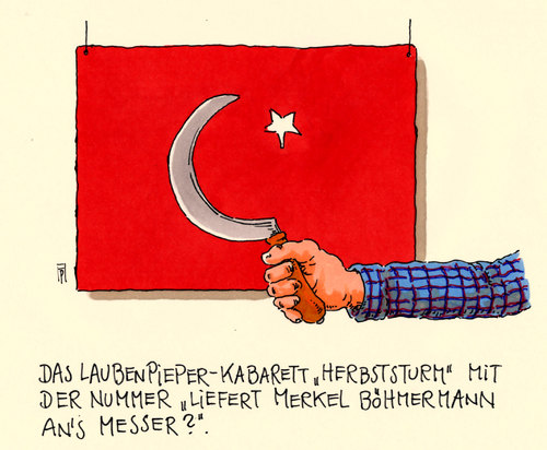 Cartoon: kabarett-freiheit (medium) by Andreas Prüstel tagged jan,böhmermann,satire,tv,zdf,schmähgedicht,strafrelevanz,erdogan,türkei,kunstfreiheit,deutsche,regierung,angela,merkel,abhängigkeit,kabarett,laubenpieper,cartoon,karikatur,andreas,pruestel,jan,böhmermann,satire,tv,zdf,schmähgedicht,strafrelevanz,erdogan,türkei,kunstfreiheit,deutsche,regierung,angela,merkel,abhängigkeit,kabarett,laubenpieper,cartoon,karikatur,andreas,pruestel