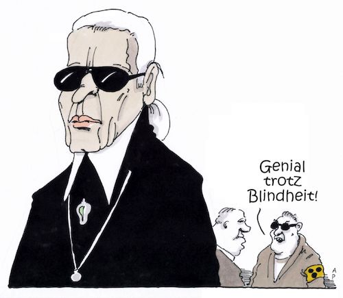 Cartoon: karl lagerfeld (medium) by Andreas Prüstel tagged karl,lagerfeld,modezar,tod,blindheit,cartoon,karikatur,andreas,pruestel,karl,lagerfeld,modezar,tod,blindheit,cartoon,karikatur,andreas,pruestel