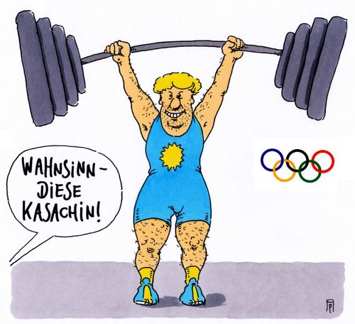 Cartoon: kasachin (medium) by Andreas Prüstel tagged olympia,rio,doping,gewichtheben,kasachstan,kasachin,cartoon,karikatur,andreas,pruestel,olympia,rio,doping,gewichtheben,kasachstan,kasachin,cartoon,karikatur,andreas,pruestel