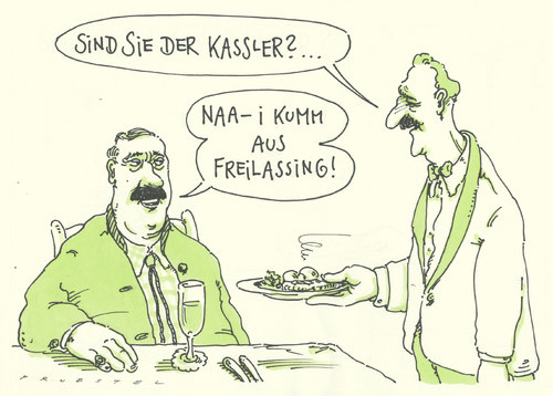 Cartoon: kassler (medium) by Andreas Prüstel tagged bayern,freilassing,restaurant,kneipe,kassel,kasslerbraten,kassler,kassler,kasslerbraten,kassel,kneipe,restaurant,bayern