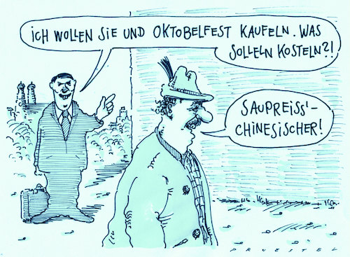 Cartoon: kaufwunsch (medium) by Andreas Prüstel tagged oktoberfest,münchen,bayern,china,wirtschaftspolitik,cartoon,karikatur,oktoberfest,münchen,bayern,china,wirtschaftspolitik,cartoon,karikatur