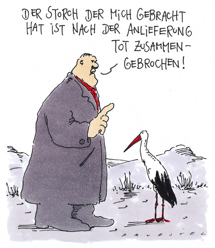 Cartoon: klapperstorch (medium) by Andreas Prüstel tagged baby,tod,geburt,storch,storch,geburt,tod,baby