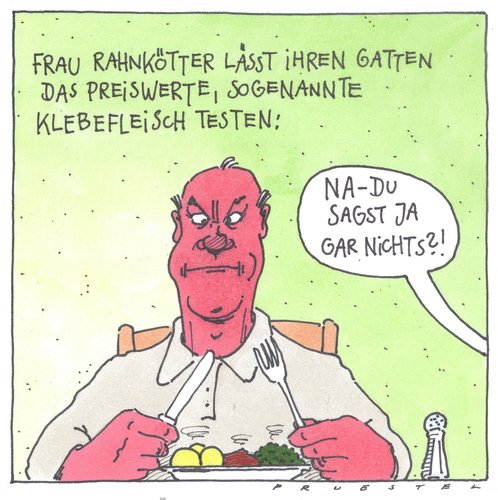 Cartoon: klebefleisch (medium) by Andreas Prüstel tagged klebefleischverfahren,thrombin,lebensmittelindustrie,eu,fleisch,kleben,essen,nahrung,ernährung,klebefleisch,lebensmittelindustrie,eu,thrombin