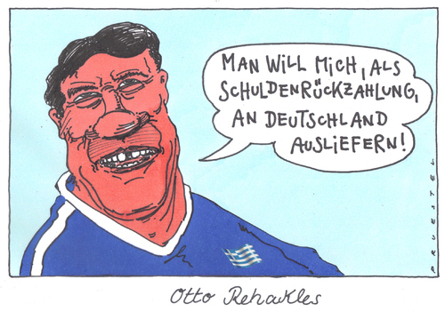 Cartoon: könig otto (medium) by Andreas Prüstel tagged grichenland,staatspleite,schulden,rehagel,fußballtrainer,griechenland,staatspleite,schulden,rehagel,fußballtrainer