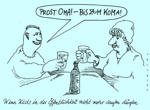 Cartoon: KOma (medium) by Andreas Prüstel tagged kinder,jugendliche,alkohol,komasaufen,familie,oma,öffentlichkeit,verbote,kinder,jugendliche,alkohol,komasaufen,familie,oma,öffentlichkeit,verbote