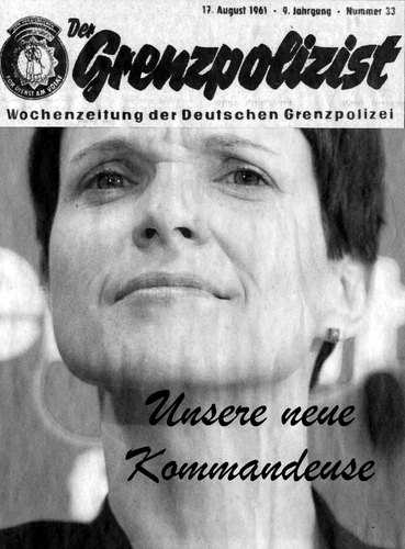 Cartoon: kommandeuse (medium) by Andreas Prüstel tagged frauke,petry,afd,flüchtlinge,grenzschließung,schußwaffeneinsatz,fremdenhass,rechtsradikal,ddr,grenzpolizist,kommandeuse,cartoon,collage,andreas,pruestel,frauke,petry,afd,flüchtlinge,grenzschließung,schußwaffeneinsatz,fremdenhass,rechtsradikal,ddr,grenzpolizist,kommandeuse,cartoon,collage,andreas,pruestel