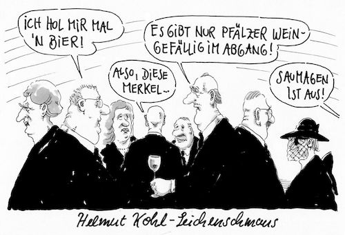 Cartoon: leichenschmaus (medium) by Andreas Prüstel tagged helmut,kohl,beisetzung,leichenschmaus,pfalz,pfälzer,wein,saumagen,merkel,cartoon,karikatur,helmut,kohl,beisetzung,leichenschmaus,pfalz,pfälzer,wein,saumagen,merkel,cartoon,karikatur