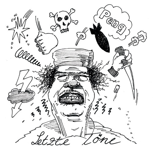 Cartoon: letzte töne (medium) by Andreas Prüstel tagged gaddafi,libyen,proteste,massaker,diktator,diktatur,gaddafi,libyen,protest,massaker,diktator,diktatur