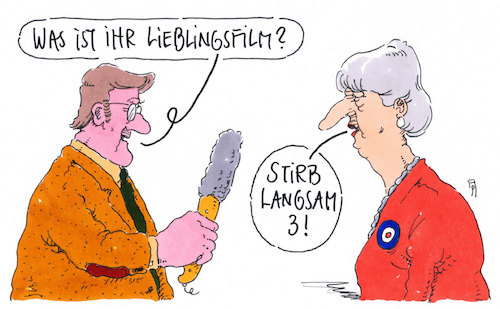 Cartoon: lieblingsfilm (medium) by Andreas Prüstel tagged brexit,aufschub,theresa,may,lieblingsfim,stirb,langsam,cartoon,karikatur,andreas,pruestel,brexit,aufschub,theresa,may,lieblingsfim,stirb,langsam,cartoon,karikatur,andreas,pruestel