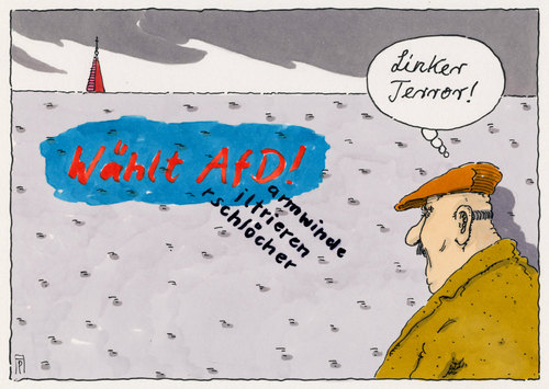 Cartoon: linker terror (medium) by Andreas Prüstel tagged afd,wahl,linke,terror,cartoon,karikatur,andreas,pruestel,afd,wahl,linke,terror,cartoon,karikatur,andreas,pruestel