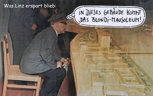 Cartoon: linz (medium) by Andreas Prüstel tagged linz,hitler,blondi,mausoleum,cartoon,collage,andreas,pruestel,linz,hitler,blondi,mausoleum,cartoon,collage,andreas,pruestel