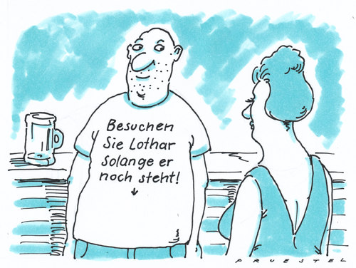 Cartoon: lothar (medium) by Andreas Prüstel tagged kneipe,single,alkohl,tchirt,kneipe,single,alkohol,sex,liebe