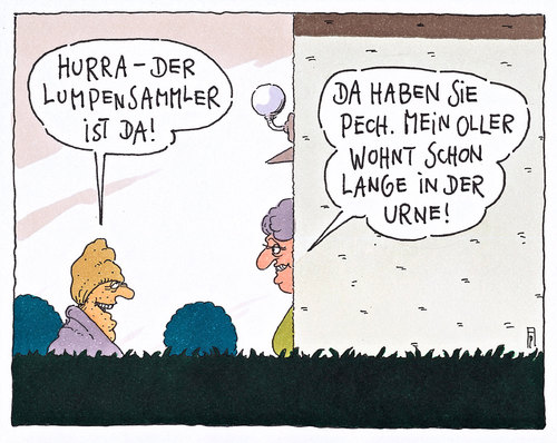 Cartoon: lumpen (medium) by Andreas Prüstel tagged lumpen,lumpensammler,ehe,ehemann,tod,urne,cartoon,karikatur,andreas,pruestel,lumpen,lumpensammler,ehe,ehemann,tod,urne,cartoon,karikatur,andreas,pruestel