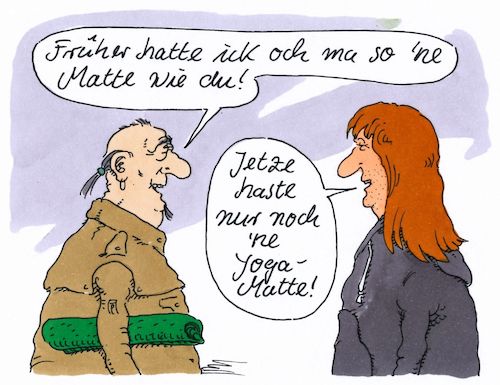 Cartoon: matten (medium) by Andreas Prüstel tagged haare,frisur,alt,jung,matte,yogamatte,cartoon,karikatur,andreas,pruestel,haare,frisur,alt,jung,matte,yogamatte,cartoon,karikatur,andreas,pruestel