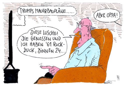 Cartoon: mauerbauer (medium) by Andreas Prüstel tagged usa,trump,mauerbau,mexiko,berliner,mauer,ddr,sed,genossen,cartoon,karikatur,andreas,pruestel,usa,trump,mauerbau,mexiko,berliner,mauer,ddr,sed,genossen,cartoon,karikatur,andreas,pruestel