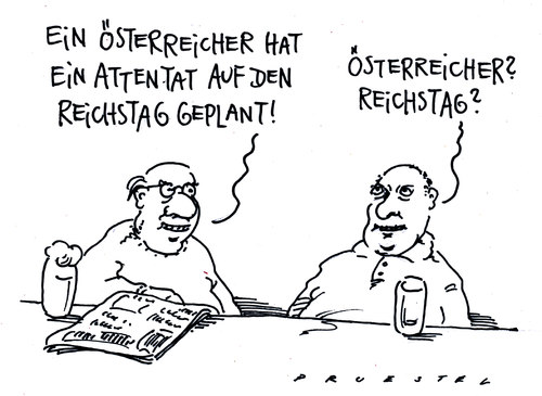 Cartoon: memory (medium) by Andreas Prüstel tagged attentat,reichstag,österreich,attentat,reichstag,österreich