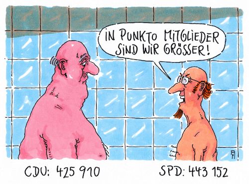 Cartoon: mitglieder (medium) by Andreas Prüstel tagged cdu,spd,mitgliederzahlen,cartoon,karikatur,andreas,pruestel,cdu,spd,mitgliederzahlen,cartoon,karikatur,andreas,pruestel